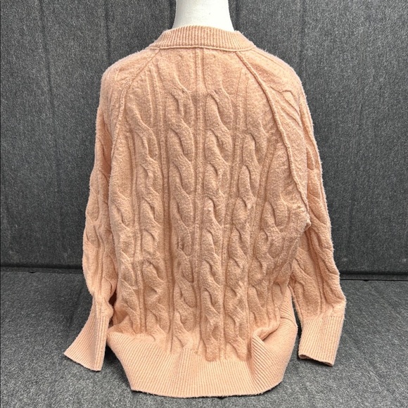 Aerie Pink Cable Knit Crew Neck Sweater - Picture 3 of 5